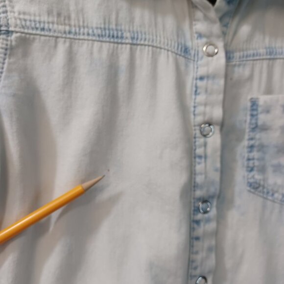 Special A Los Angeles Shirt Bleached Chambray Button Front Long Sleeve Womens Sm - Picture 7 of 9